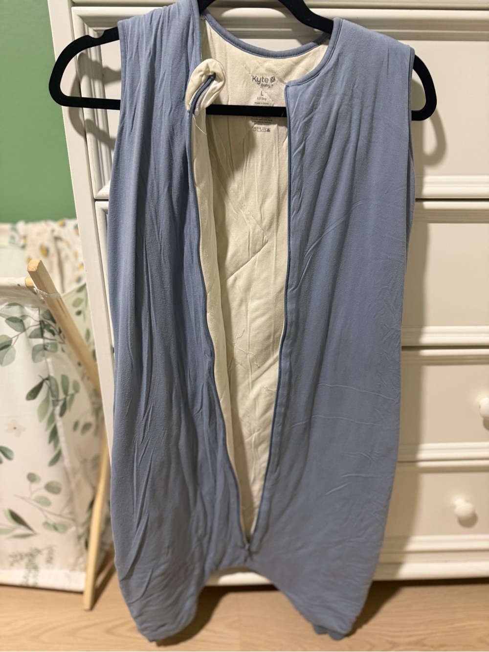 Kyte BABY Light Blue Sleeveless Baby Sleep Sack with Cream Lining TOG 2.5